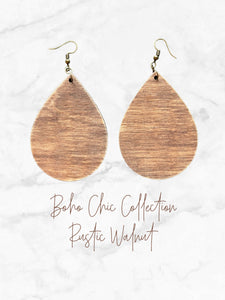 Boho Chic Collection Rustic Walnut Fat Teardrop Earring