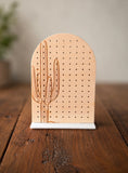 Cactus Earring Holder | Laser Engraved Wood Jewelry Organizer | Stud & Dangle Earring Display Stand