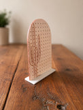 Cactus Earring Holder | Laser Engraved Wood Jewelry Organizer | Stud & Dangle Earring Display Stand