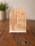 Cactus Earring Holder | Laser Engraved Wood Jewelry Organizer | Stud & Dangle Earring Display Stand