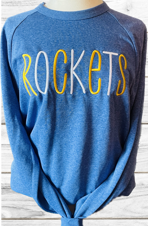 R-O-C-K-E-T-S Embroidered Royal Crew with Athletic Gold & White Text