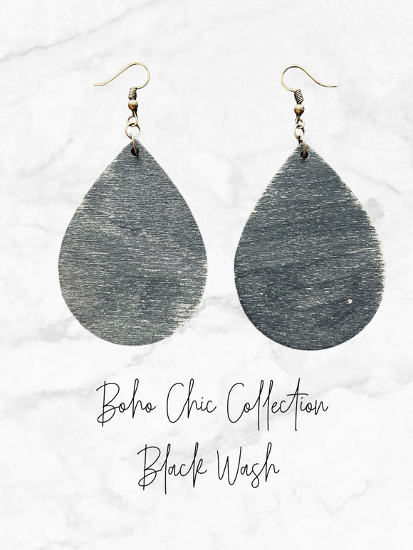 Boho Chic Collection Black Wash Fat Teardrop Earring